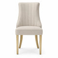 Dining Chair Polyester Fabric Beige Metal Legs 23.6in x 19.7in x 35.4in