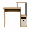 Compact Engineered Wood Desk with Shelves and Keyboard Tray