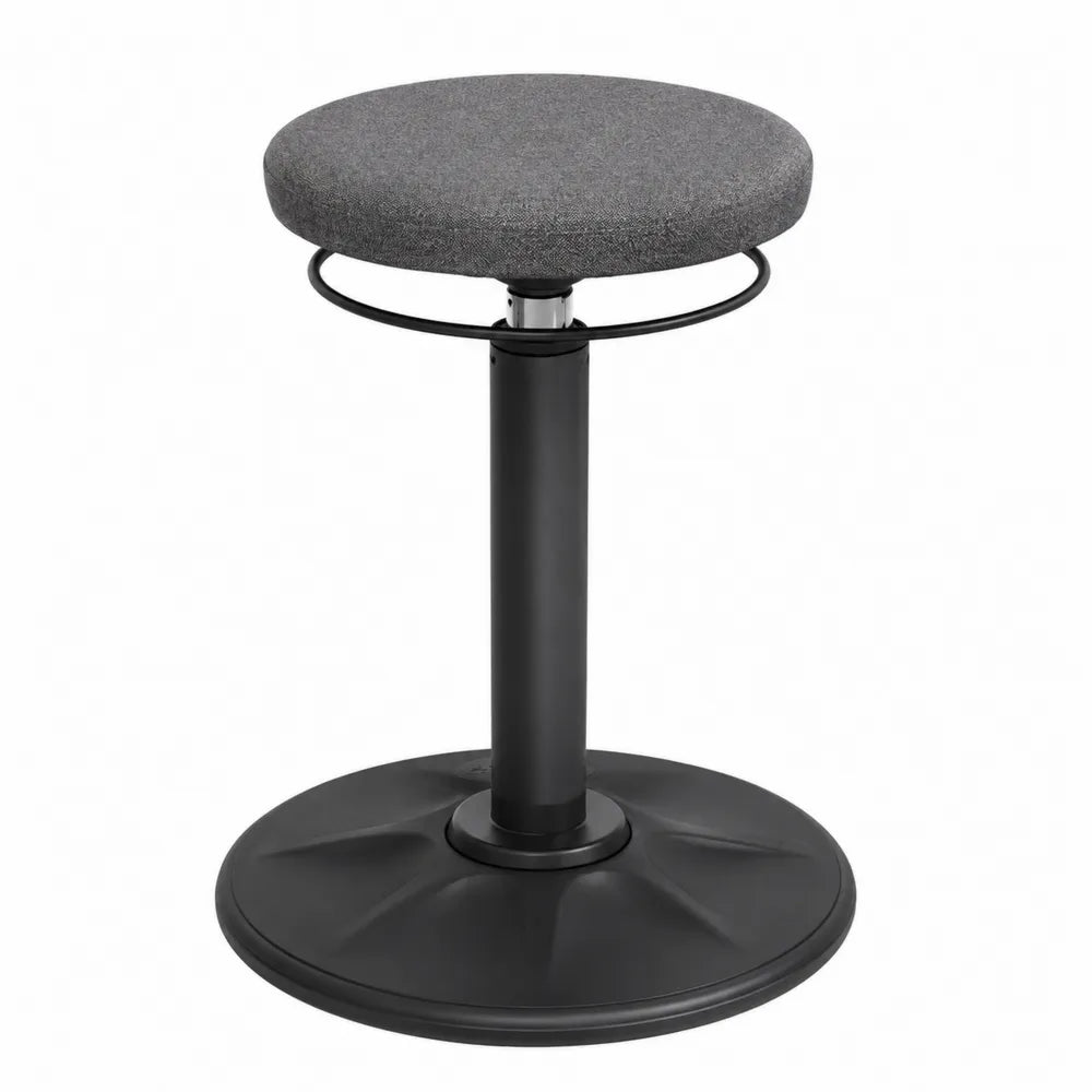Adjustable Stool with Polyester Fabric Seat and Steel Base in Dark Gray
