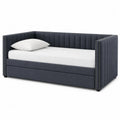 Dark Gray Fabric Upholstered Twin Daybed with Nailhead Trim