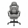 Ergonomic High Back Office Chair with Footrest Gray Fabric