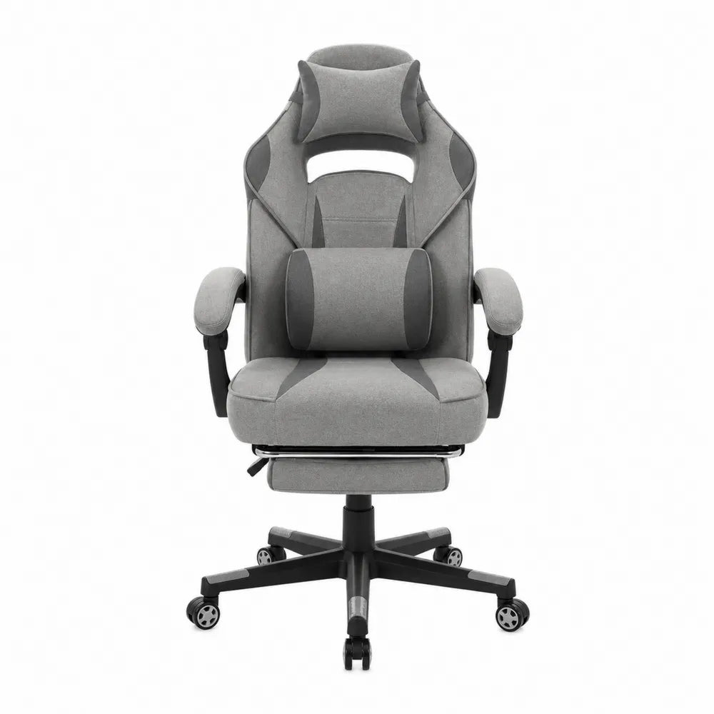 Ergonomic High Back Office Chair with Footrest Gray Fabric