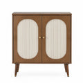 Wood Storage Cabinet with Ribbed Acrylic Doors Brown 80 cm x 40 cm x 90 cm