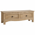Oak Wood TV Stand with Two Drawers 100cm