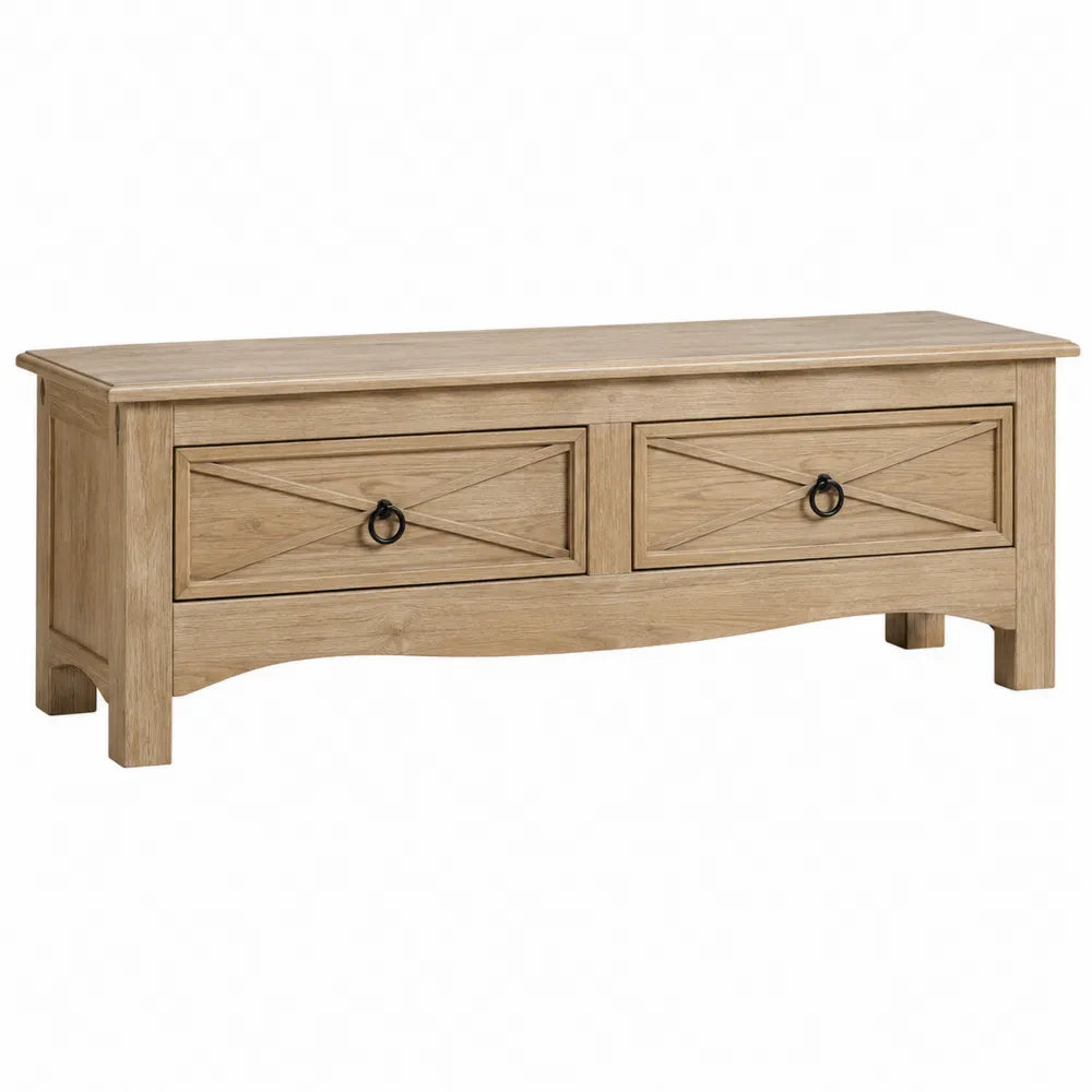 Oak Wood TV Stand with Two Drawers 100cm