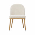 Dining Chair Oak Acrylic Upholstery Beige 45x50x80 cm