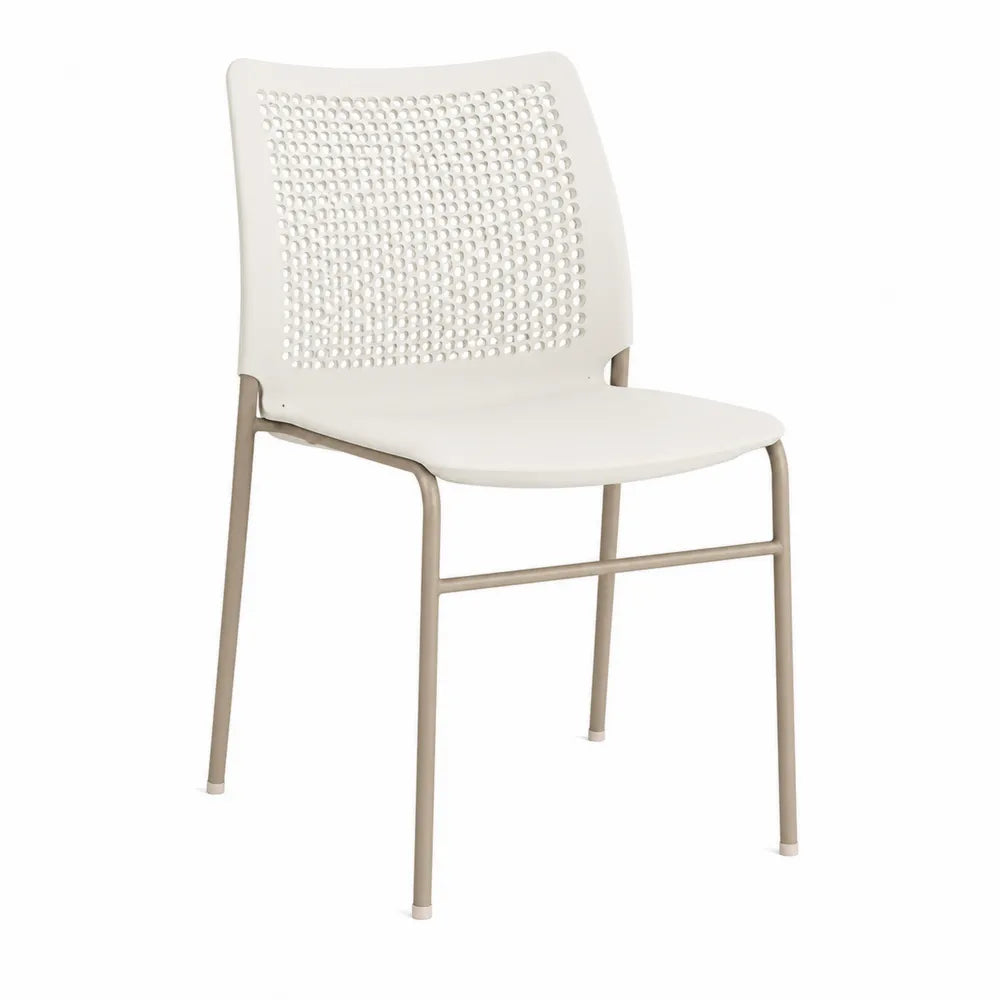 Plastic Mesh-Back Chair with Metal Frame White 81cm x 55cm x 55cm