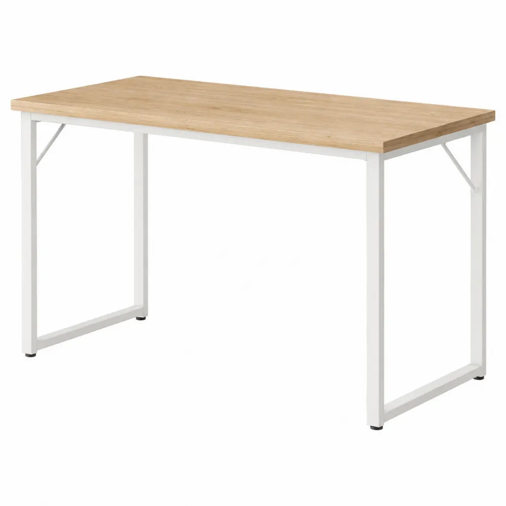 Rectangular Wood Desk with Metal Legs 120x60x75 cm Oak/White