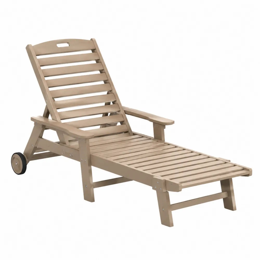 Outdoor Lounger Polyethylene Taupe Adjustable Backrest 200cm