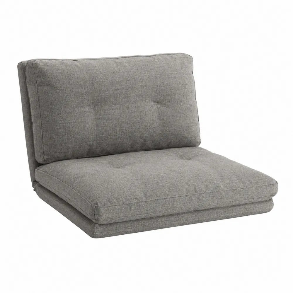 Convertible Floor Chair Folding Sofa Bed Gray Linen Fabric