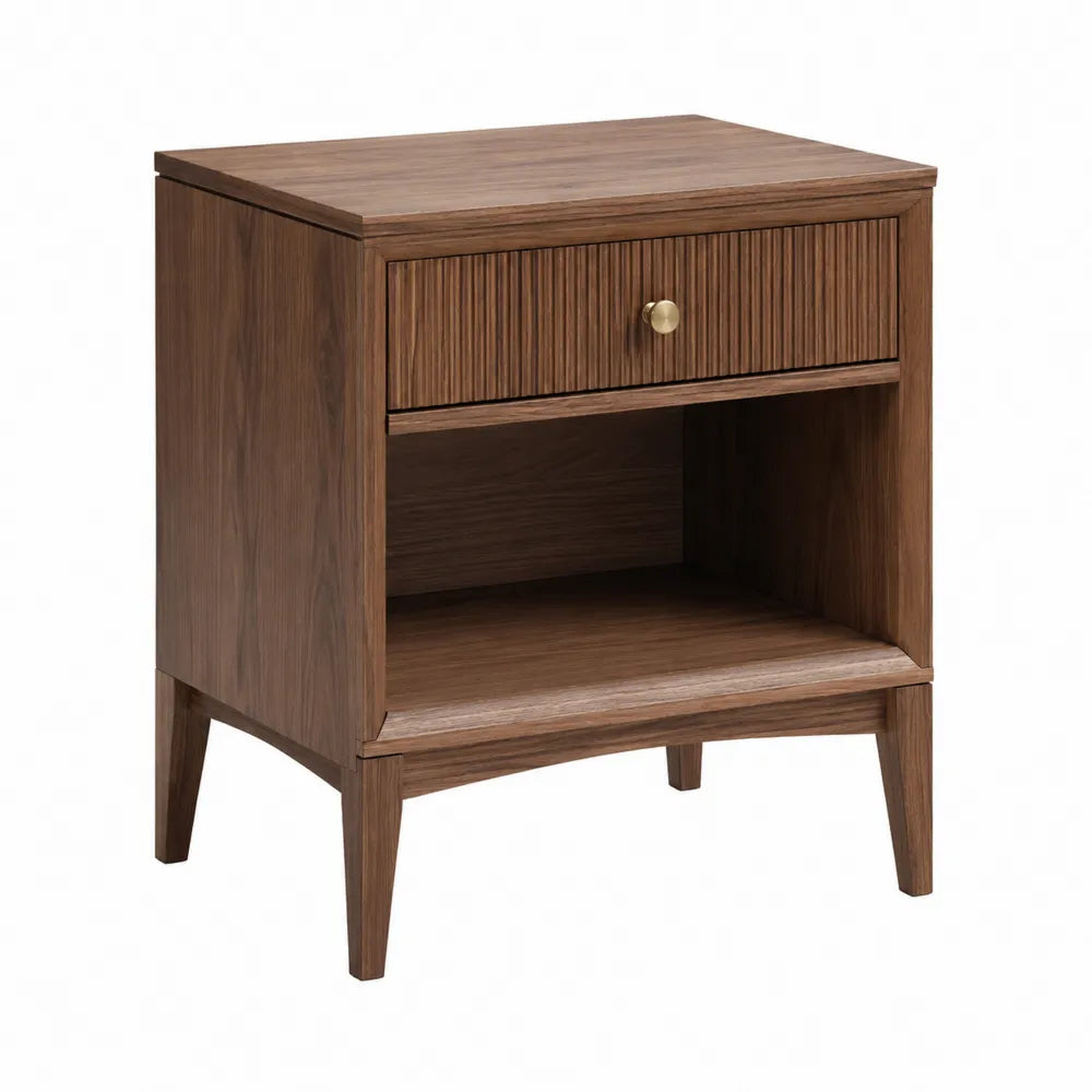 Wood Nightstand with Drawer and Shelf Brown 45x30x60 cm
