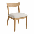 Wood Dining Chair with Beige Upholstered Seat