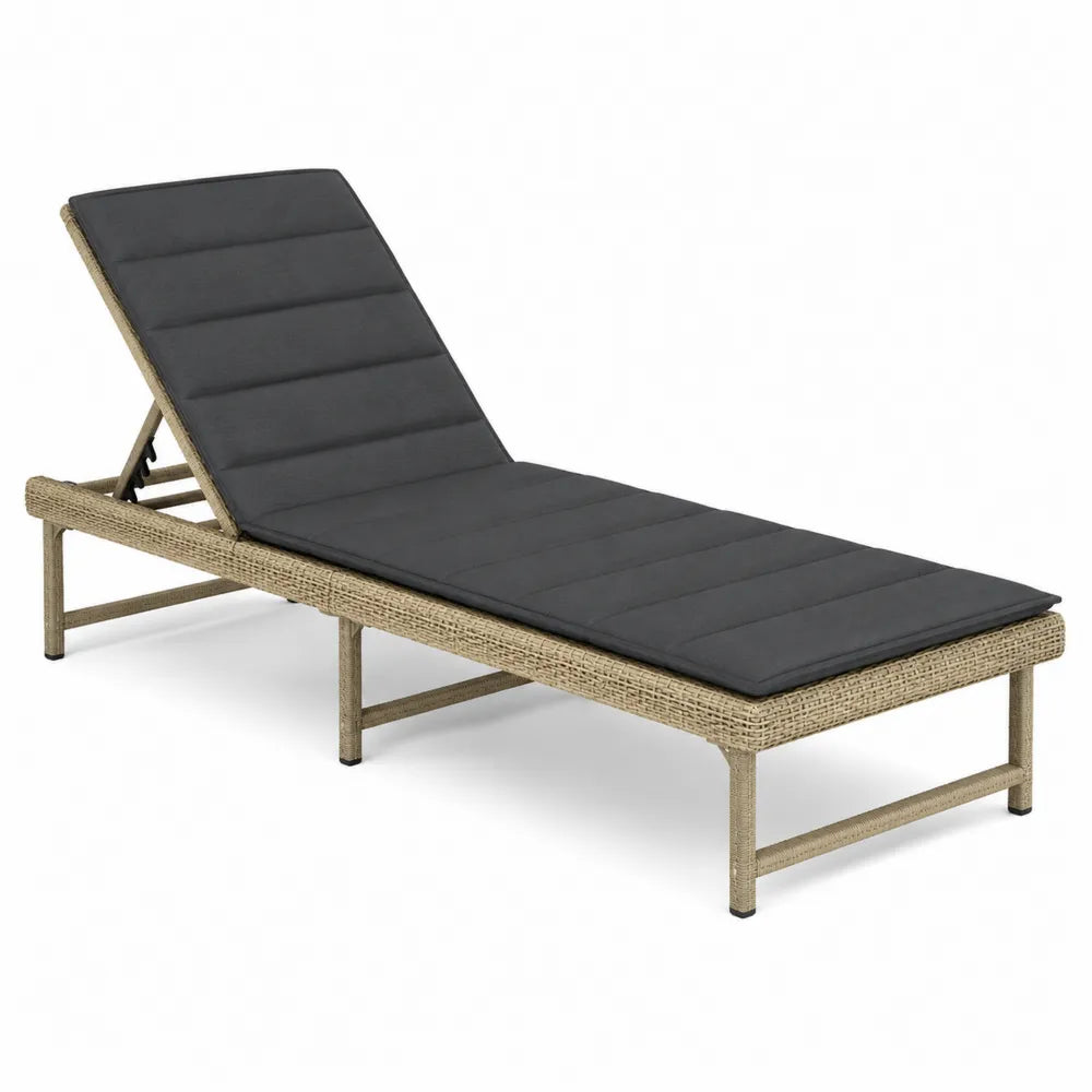 Outdoor Wicker Sun Lounger with Grey Cushion