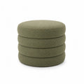 Round Wool Upholstered Ottoman Green 40 cm