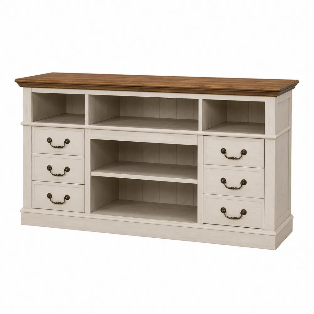 Wooden TV Stand with Drawers and Shelves, 150cm