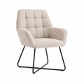 Beige Fabric Accent Chair with Metal Legs