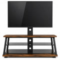 TV Stand Entertainment Center with Metal and Tempered Glass for 55 Inch TV