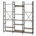 Industrial Metal Frame Bookshelf with Wooden Shelves 180cm H x 150cm W x 30cm D