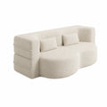 Curved Boucl茅 Fabric Sofa Beige 220cm
