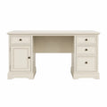 Wood Desk with Storage Drawers and Cabinets, Beige, 152cm x 61cm x 76cm