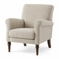 Fabric Armchair Beige with Solid Wood Legs