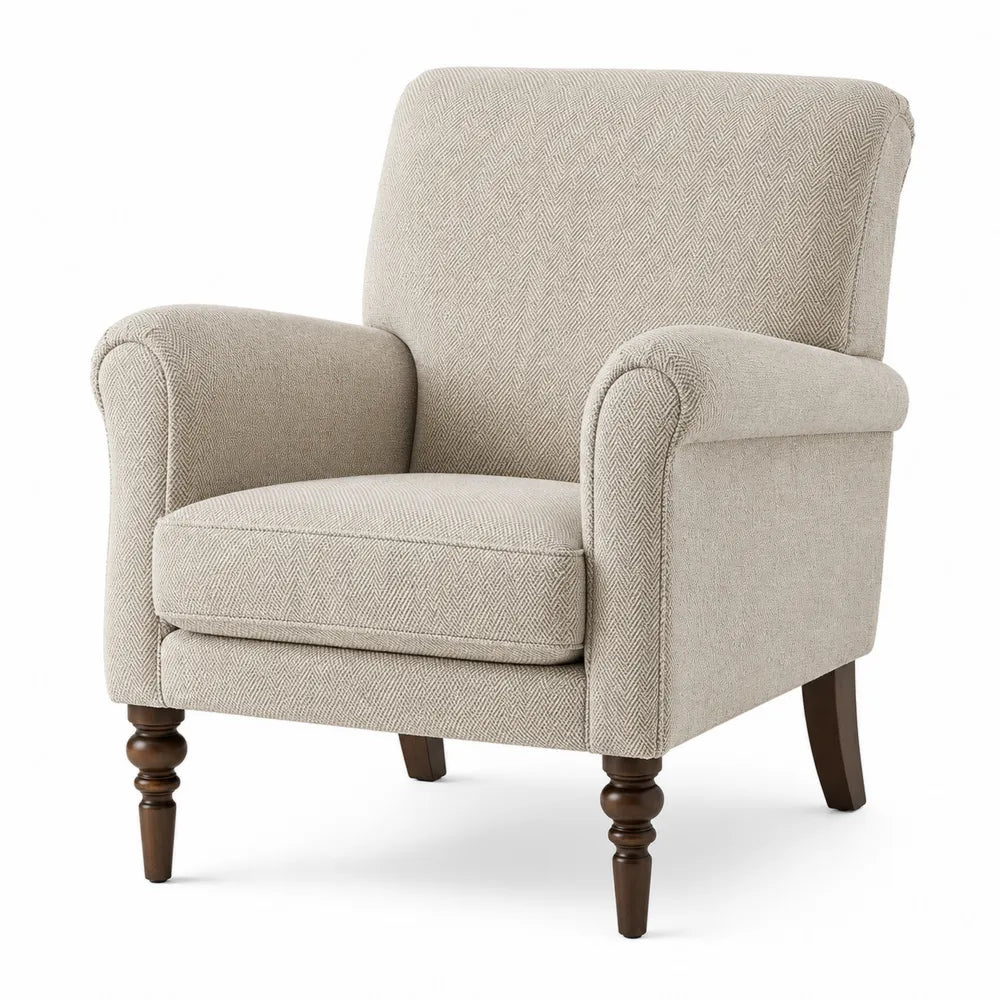 Fabric Armchair Beige with Solid Wood Legs
