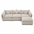 L-Shaped Sectional Sofa Set Polyester Beige 300cm x 200cm