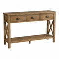 Rustic Rectangular Pine Console Table with Drawers Natural Finish 122cm