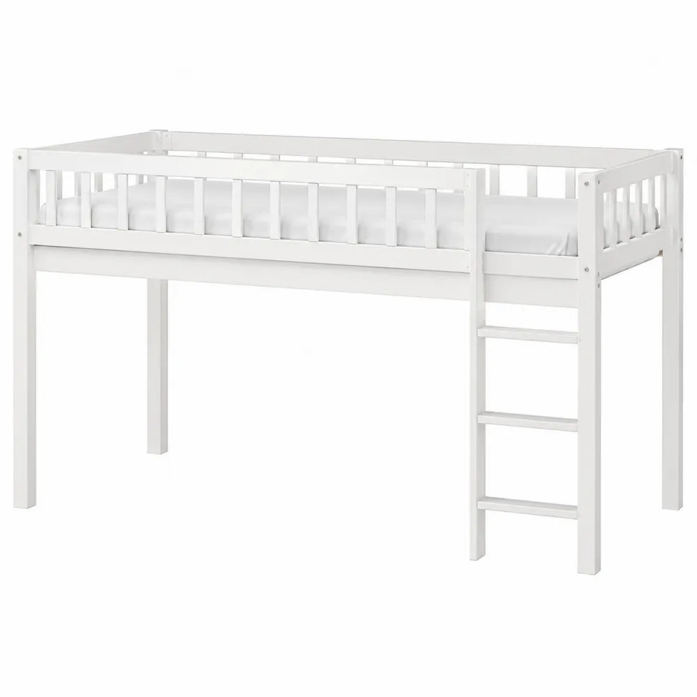 White Pine Loft Bed with Ladder for Kids
