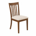 Wood Dining Chair with Beige Polyester Fabric Seat