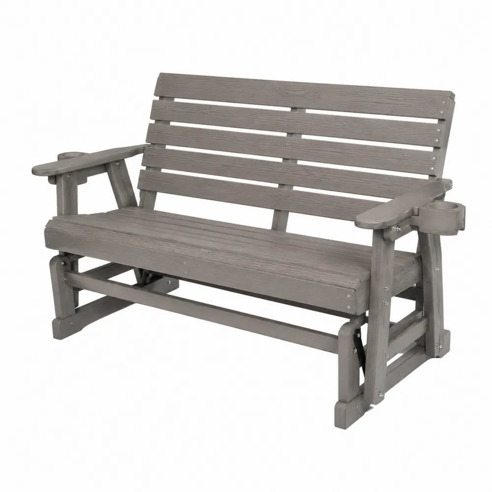 Outdoor Glider Bench Wood Gray 120cm