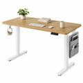 Adjustable Electric Standing Desk with Bamboo Top and Steel Legs