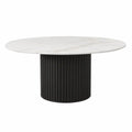Round Marble Dining Table with Metal Base 150 cm White/Black