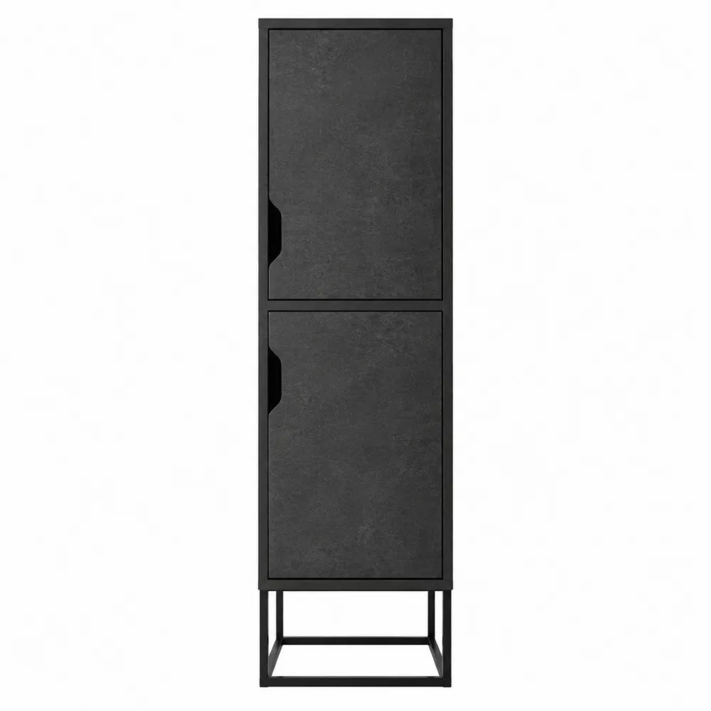 Metal Vertical Cabinet Black 2-Door with Shelf