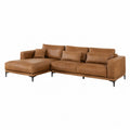 L-Shaped Faux Leather Sectional Sofa Brown 300x200x85cm