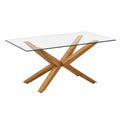 Rectangular Glass Dining Table with Solid Oak Base