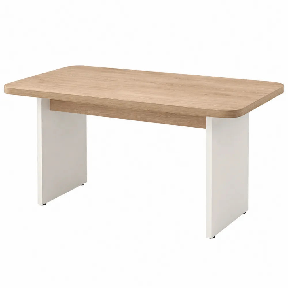Rectangular Oak Veneer Desk with White Legs 120cm