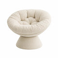 Round Swivel Chair Boucle Fabric Beige 29.5in Diameter