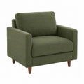 Polyester Fabric Armchair with Wooden Legs, Green