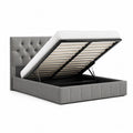Gray Upholstered Storage Bed with Metal Frame 160x200cm