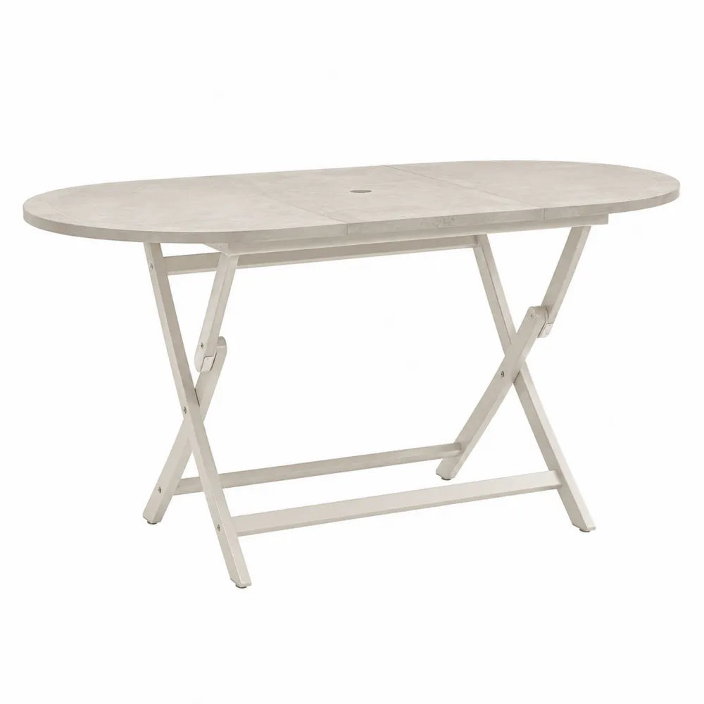 Oval Folding Outdoor Aluminum Dining Table Beige 160cm x 90cm