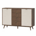 Wooden Dresser with Two Doors and Five Drawers Brown/Beige 120cm x 40cm x 90cm