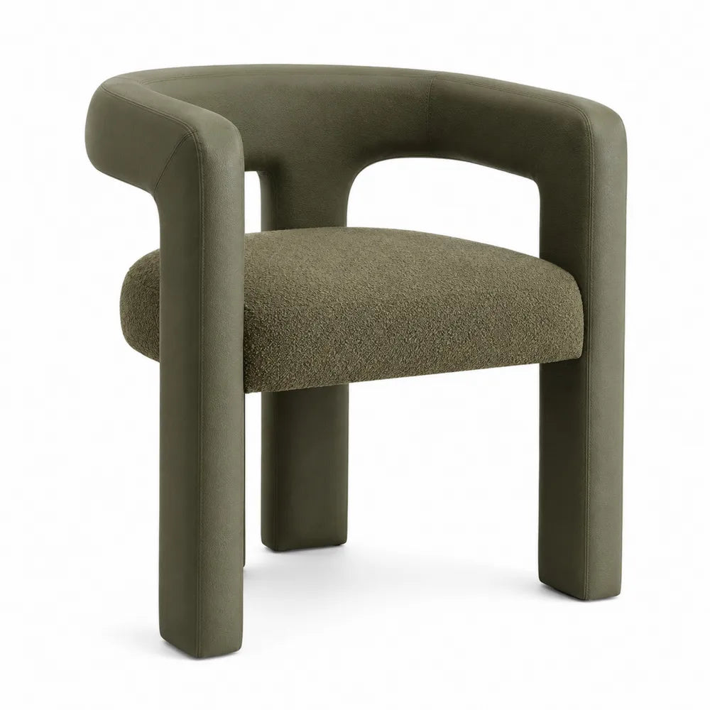 Curved Armchair Fabric Olive Green 80cm x 60cm x 70cm