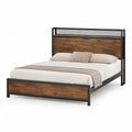 Queen Size Metal and Engineered Wood Platform Bed Brown