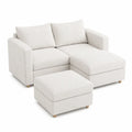 3-Piece Sectional Sofa Set Boucle Fabric Cream 210cm