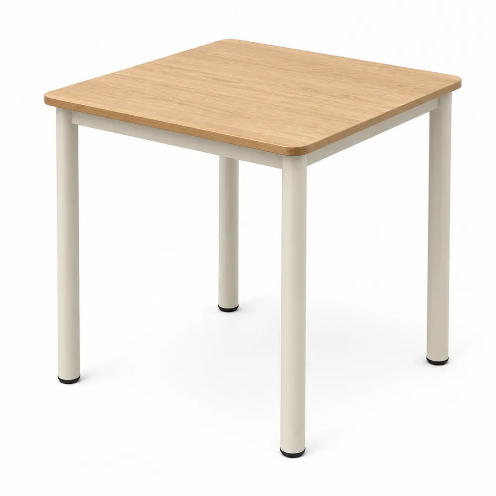 Square Dining Table with Wood Veneer Top and Steel Legs 31.5x31.5x29.5 in