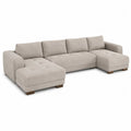 L-Shaped Fabric Sectional Sofa Beige 210cm x 150cm x 85cm