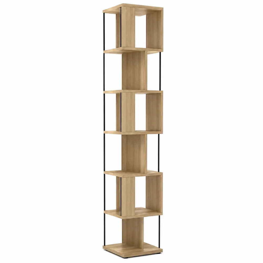 Tall MDF and Metal 5-Tier Bookshelf