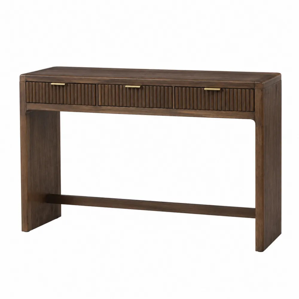 Wood Console Table with Drawers Solid Oak Brown 120cm