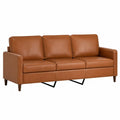 Three-Seater PU Leather Sofa Brown 220cm